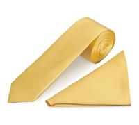 TIES R US Plain Gold Satin Skinny Boys Tie and Pocket Square Set