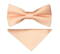 TIES R US Plain Light Peach Hand Made Mens Bow and Handkerchief Set