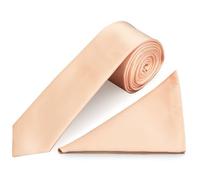 TIES R US Plain Light Peach Satin Boys Tie and Handkerchief Set