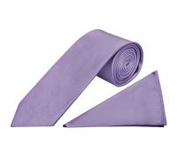 TIES R US Plain Lilac Satin Classic Men's Tie and Handkerchief Set