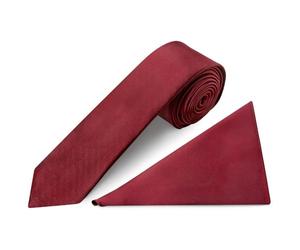TIES R US Plain Maroon Red Satin Skinny Boys Tie and Handkerchief Set
