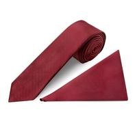 TIES R US Plain Maroon Red Satin Skinny Men's Tie and Handkerchief Set