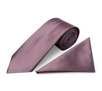 TIES R US Plain Mauve Satin Classic Men's Tie and Pocket Square Set