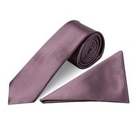 TIES R US Plain Mauve Satin Skinny Boys Tie and Pocket Square Set