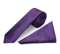 TIES R US Plain Purple Satin Skinny Men's Tie and Handkerchief Set