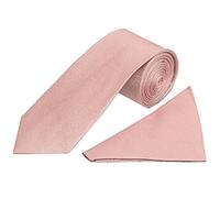 TIES R US Plain Rose Gold Textured Silk Classic Men's Tie and Pocket Square Set