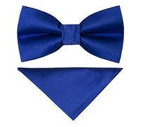 TIES R US Plain Royal Blue Handmade Mens Bow Tie and Pocket Square Set
