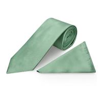 TIES R US Plain Seagrass Satin Classic Mens Tie and Pocket Square Set