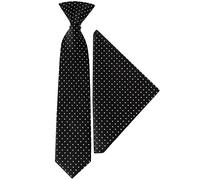 TIES R US Pre Tied Black Polka Dot Boys Tie and Pocket Square Set - Age 4-7 Years