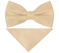 TIES R US Pre Tied Gold Textured Boys Bow Tie and Pocket Square Set Age 8-11