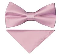 TIES R US Pre Tied Light Dusty Pink Satin Boys Bow Tie and Pocket Square Age 4-7