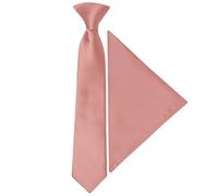 TIES R US Pre Tied Plain Rose Gold Satin Boys Tie and Pocket Square Set Age 4-7