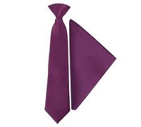 TIES R US Pre Tied Plum Satin Boys Tie and Pocket Square Set Age 4-7