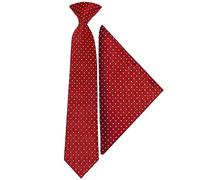 TIES R US Pre Tied Red and White Polka Dot Boys Tie and Pocket Square Set Age 4-7