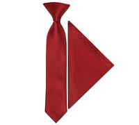 TIES R US Pre Tied Red Wine Satin Boys Tie and Pocket Square Set Age 4-7
