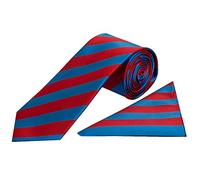 TIES R US Red and Blue Striped Classic Men's Tie and Pocket Square Set