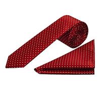 TIES R US Red and White Polka Dot Skinny Men's Tie Pocket Square Set