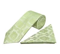 TIES R US Sage Green Paisley Classic Men's Tie and Handkerchief Set