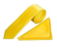 TIES R US Sunshine Yellow Satin Boys Tie and Pocket Square Set