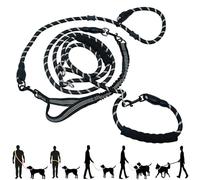 Tiesenci Hands Free Dog Leash, Multifunctional Waist & Crossbody Leash with Reflective Bungee & Slip Lead for Medium Large Dogs (Black)