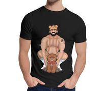 TIESHEN Man-s-T-shirt-Daddy-Bear-T-Shirt-Barebeef-Gaybear-Gayart-Gay-Pride-LGBT-100-Cotton Black
