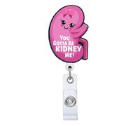TIESIWANG You've Gotta Be Kidney Me Retractable Badge Reel with ID Clip Name Tag Card Funny Kidney Design Gift for Nurses Office Worker Medical Student Alligator Clip