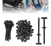 TIESOME 100 Pcs Nylon Cable Tie Buckle, 5 x 90mm Nylon Zip Ties with Snap Pin & Button, Black Multifunctional Fasteners for Cars, Bumper Clips, Wire Management, UV Resistant
