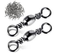 TIESOME 100Pcs Fishing Barrel Swivels, High Strength Carbon Steel Fishing Connector Swivels Freshwater Swivels Steel Hook Line Connector Rolling Fishing Swivels for Freshwater Fishing Accessories(7#)