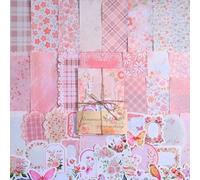 TIESOME 100pcs Vintage Floral Scrapbook Paper and Journaling Stickers Assorted Set, Memo Labels for Junk Journal Planner Collage Card Album Decor(Pink)