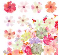 TIESOME 120 Pcs Mini Faux Flowers for Crafts, Artificial Flower Heads Rose Daisy Peony Flower Decor Multicolor Small Fabric Silk Flowers Fake Wildflowers Garland Decoration for Home Wedding Hair Cap