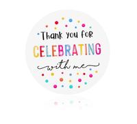 TIESOME 120Pcs Thank You for Celebrating with Me Stickers, 2In Thank You Gift Stickers Round Self-Adhesive Party Favor Labels for Birthday Parties Wedding Gifts Envelopes