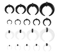 TIESOME 18 Pcs Acrylic Septum Stretching Kit, Septum Pincher Tapers C Shape Horseshoe Buffalo Stretcher Expander Rings Nose Ear Piercing Stretching Kit, Size 14G 12G 10G 8G 6G 4G 2G 0G 00G