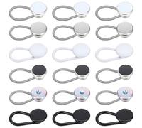 TIESOME 18 PCS Shirt Collar Button Extenders, Comfortable Neck Button Extender Instant Tie Collar Expansion for Men Women Dress Shirts Cuffs Jeans (Black, White, Silver)