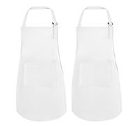 TIESOME 2 PCS Kids Cooking Art Apron, Adjustable Apron Waterproof Painting Smock for DIY Baking Activities (white)