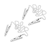 TIESOME 2 Pcs Napkin Chain with Clips Silver, Personal Serviette Chain with Clips, Elegant Serviette Holder Clips for Adult Kid and Pet (18.9 Inch)