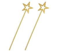 TIESOME 2 PCS Star Wand, Pentagram Plastic Magic Wand Princess Angel Role Play Costume Accessories Wand Sticks for Girls for Halloween Birthday Party Cosplay(Gold)