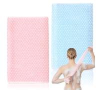 TIESOME 2 Piece Japanese Exfoliating Towel, Extra Long 39 Inch Exfoliating Washcloth for Back & Body, Deep Cleansing Body Scrub Back Scrubber for Men Women (Pink, Blue)