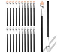 TIESOME 20 Pcs Eye Shadow Applicator Sponge Tip, Double Sided Foam Eyeshadow Sponge Applicator with Long Organic Handle, Washable Reusable Eye Makeup Brush Set for Blending & Shading, Black