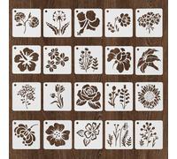 TIESOME 20 PCS Flower Stencils for Crafts, 3inch Reusable Plastic Painting Flowers Stencils Art Drawing Floral Templates for Walls Canvas Home Decor DIY Crafts Wood