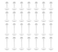 TIESOME 28 PCS Clear Piercing Retainers, 4 Sizes Clear Earrings for Sports Work Surgery Acrylic Push Top Piercing Retainers Flat Back Plastic Stud Earrings for Women Men