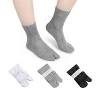 TIESOME 3 Pairs Japan Tabi Socks, Japanese Toes Separated Socks for Flip Flop Geta Soft & Breathable Cotton Socks for Women Men
