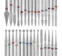 TIESOME 30pcs Diamond Nail Drill Bit Set, 3/32” Professional Stainless Steel & Emery Cuticle Remover for Dead Skin Manicure Pedicure Acrylic Gel Nails Salon