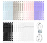 TIESOME 35 Pcs Silicone Cable Ties, Reusable Cables Straps, Small Cable Wire Ties for Earphones Phone Chargers Audio Computer, Color Coded 7 Colors, Flexible Durable Cord Organizers