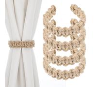 TIESOME 4 Pack Braided Curtain Tiebacks, Boho Curtain Holders for Drapes Farmhouse Rustic Style Drapes Holdbacks Handmade Light Weight Drapes Decorative Accessories for Home Office Bedroom Window