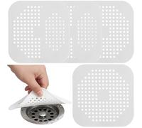TIESOME 4 Pack Silicone Shower Drain Cover, Square Drain Hair Catcher, Flat Silicone Plug with Suction Cups for Bathroom, Bathtub and Kitchen, Filter Strainer Shower Protection (Gray, White)