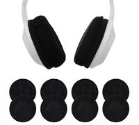 TIESOME 4 Pairs Headphone Earpad Covers, Stretchable Knit Fabric Earcup Protectors,Reusable Headphone Sweat Covers Washable and Stretchable Headsets 3.54-4.33" (Black)