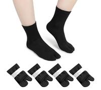TIESOME 4 Pairs Japan Tabi Socks, Tabi Split Toe Flip Flop Socks Japanese Toes Separated Sock for Flip Flop Geta Soft & Breathable Cotton Sock for Men Women(Black)