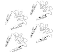 TIESOME 4 Pcs Napkin Clips, Napkin Chain with Clips Serviette Holder Neck, Towel Apron Bibs Chain Older Adult Bib Serviette Clip Neck Chain for Home, Cafes, Restaurants, Hotels (Silver, 18.9 Inch)