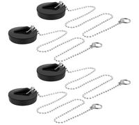 TIESOME 4 Pcs Universal Sink Plug with Chain, Bathroom Sink Plug Replacement Drain Stopper for Bathroom Kitchen Rubber Bath Plug with Stainless Steel Chain (Size 1.57in To 1.77in, Chain 16.5in)