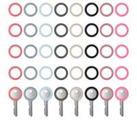 TIESOME 40 PCS Colored Key Covers Caps, 8 Colors Soft Silicone Key Identifier Coding Rings Key Covers for House Key Stretchy Key Head Protectors for Standard Flat House Keys